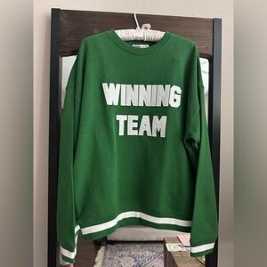 Beach Riot Green Winning Team Cotton Pullover Sweatshirt
